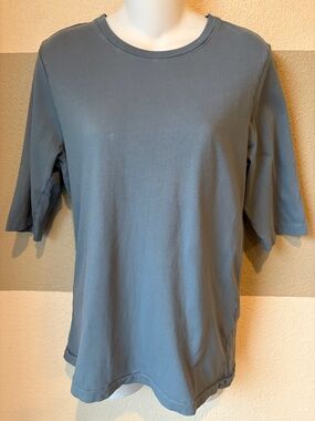 The Classic T Shirt Company Women Small Elbow Sleeve Crew Neck Blue Pre Shrunk